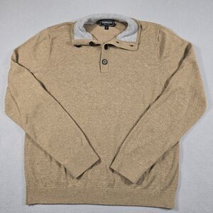 Express Men's Large Brown Mock Neck 4-Button Knit Pullover Sweater Long Sleeve